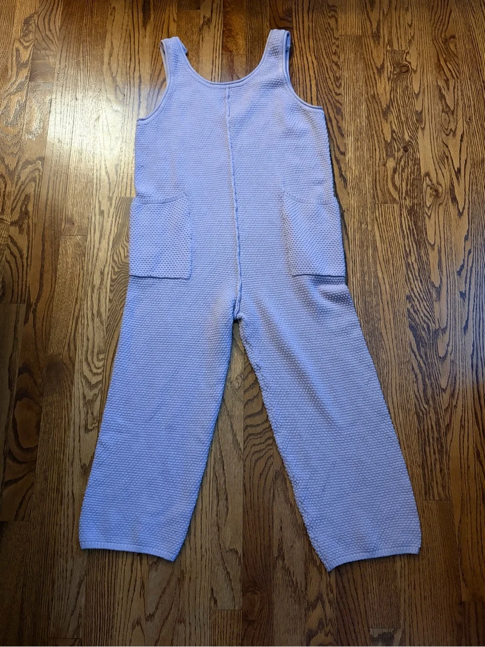 Free People Hailee Sweater Jumper Lilac XS Waffle Knit Cotton Jumpsuit Pockets